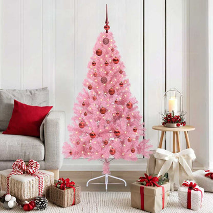 Kunstmatig Voorverlicht Kerstboom met 150 LED Roze 150 cm PVC