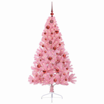 Kunstmatig Voorverlicht Kerstboom met 150 LED Roze 150 cm PVC
