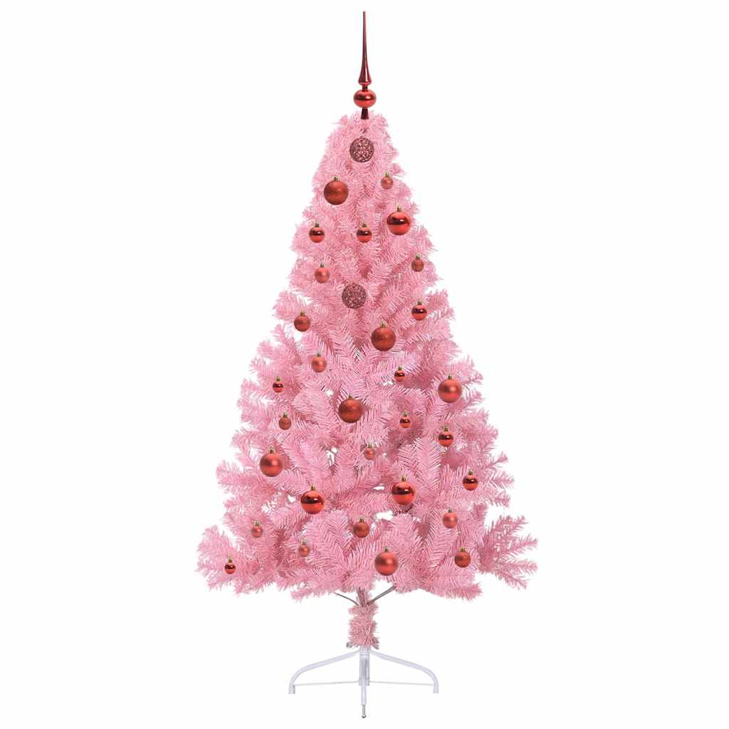 Kunstmatig Voorverlicht Kerstboom met 150 LED Roze 150 cm PVC