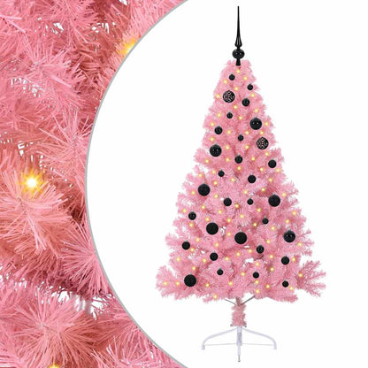 Kunstmatig Voorverlicht Kerstboom met 150 LED Roze 150 cm PVC