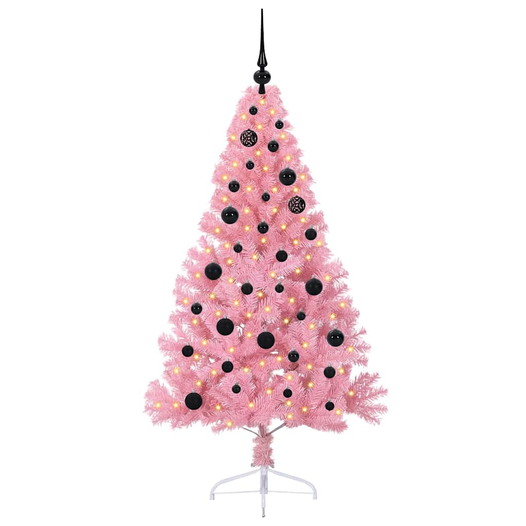 Kunstmatig Voorverlicht Kerstboom met 150 LED Roze 150 cm PVC
