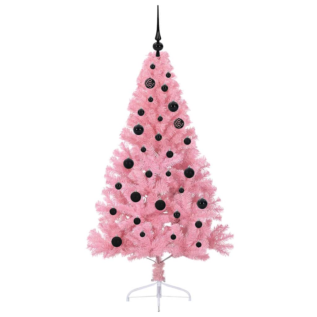 Kunstmatig Voorverlicht Kerstboom met 150 LED Roze 150 cm PVC