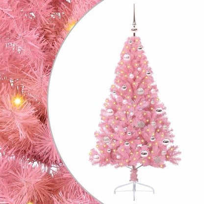 Kunstmatig Voorverlicht Kerstboom met 150 LED Roze 150 cm PVC