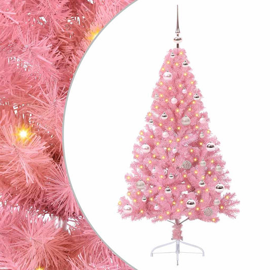 Kunstmatig Voorverlicht Kerstboom met 150 LED Roze 150 cm PVC