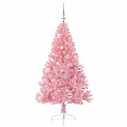 Kunstmatig Voorverlicht Kerstboom met 150 LED Roze 150 cm PVC