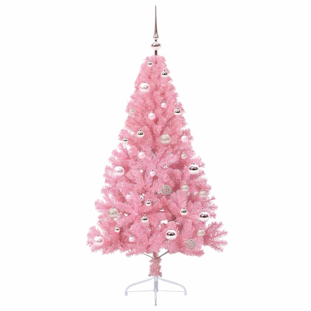 Kunstmatig Voorverlicht Kerstboom met 150 LED Roze 150 cm PVC
