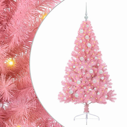 Kunstmatig Voorverlicht Kerstboom met 150 LED Roze 150 cm PVC