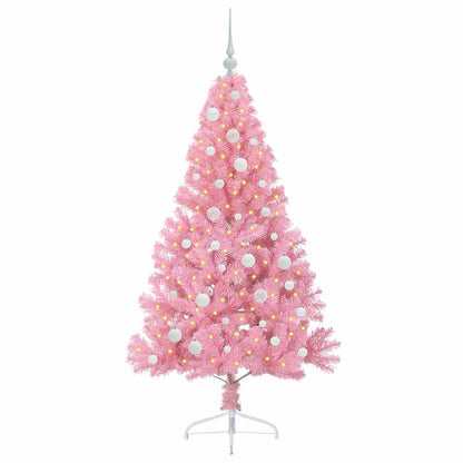 Kunstmatig Voorverlicht Kerstboom met 150 LED Roze 150 cm PVC