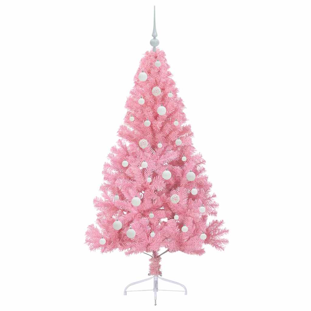 Kunstmatig Voorverlicht Kerstboom met 150 LED Roze 150 cm PVC