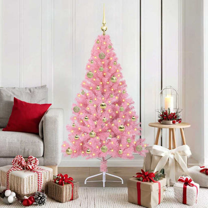Kunstmatig Voorverlicht Kerstboom met 150 LED Roze 150 cm PVC