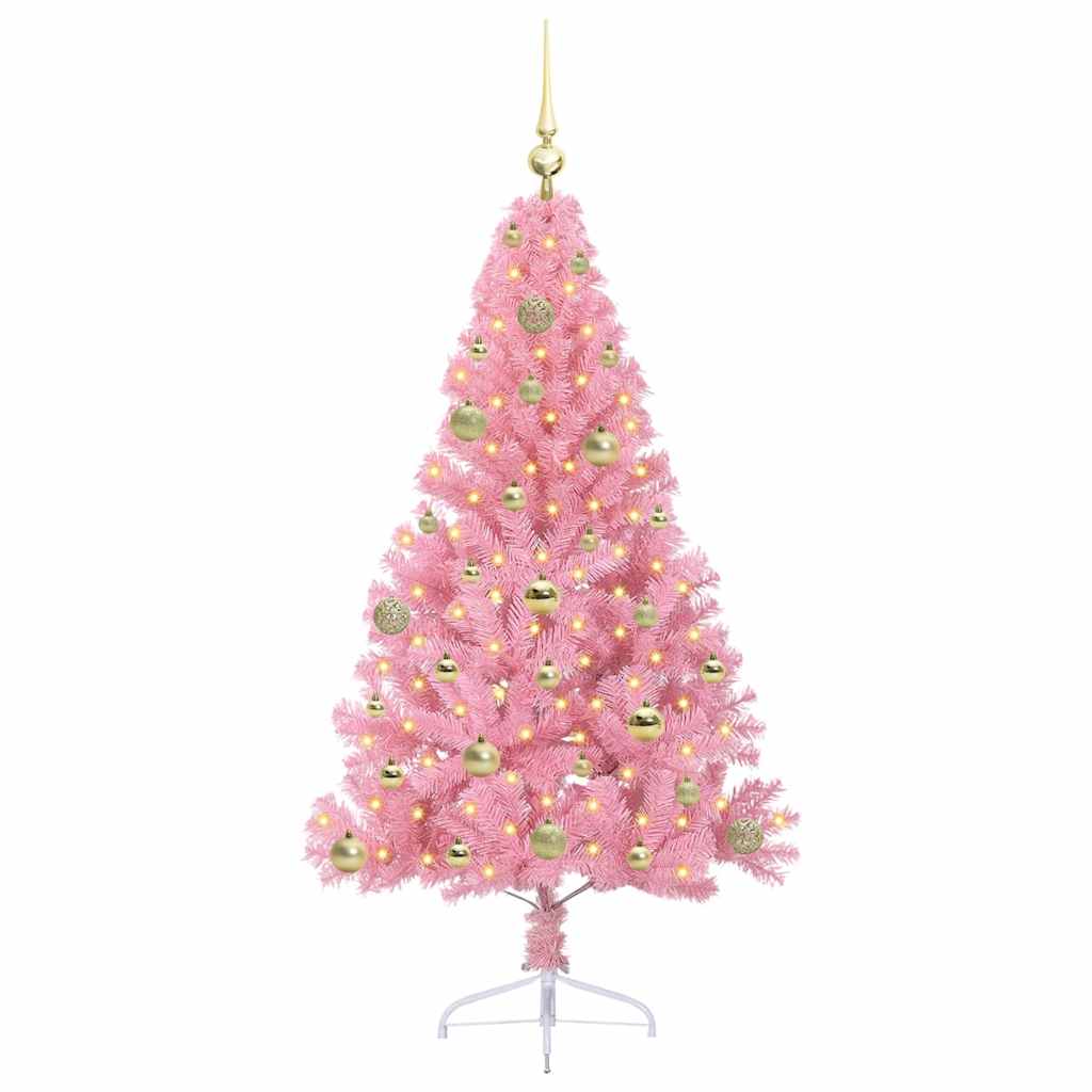 Kunstmatig Voorverlicht Kerstboom met 150 LED Roze 150 cm PVC