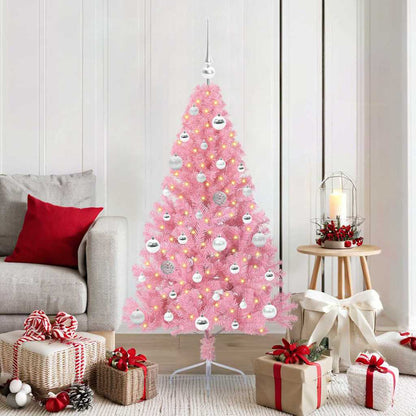 Kunstmatig Voorverlicht Kerstboom met 150 LED Roze 150 cm PVC