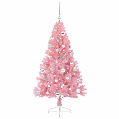 Kunstmatig Voorverlicht Kerstboom met 150 LED Roze 150 cm PVC