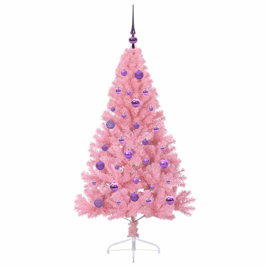 Kunstmatig Voorverlicht Kerstboom met 150 LED Roze 150 cm PVC