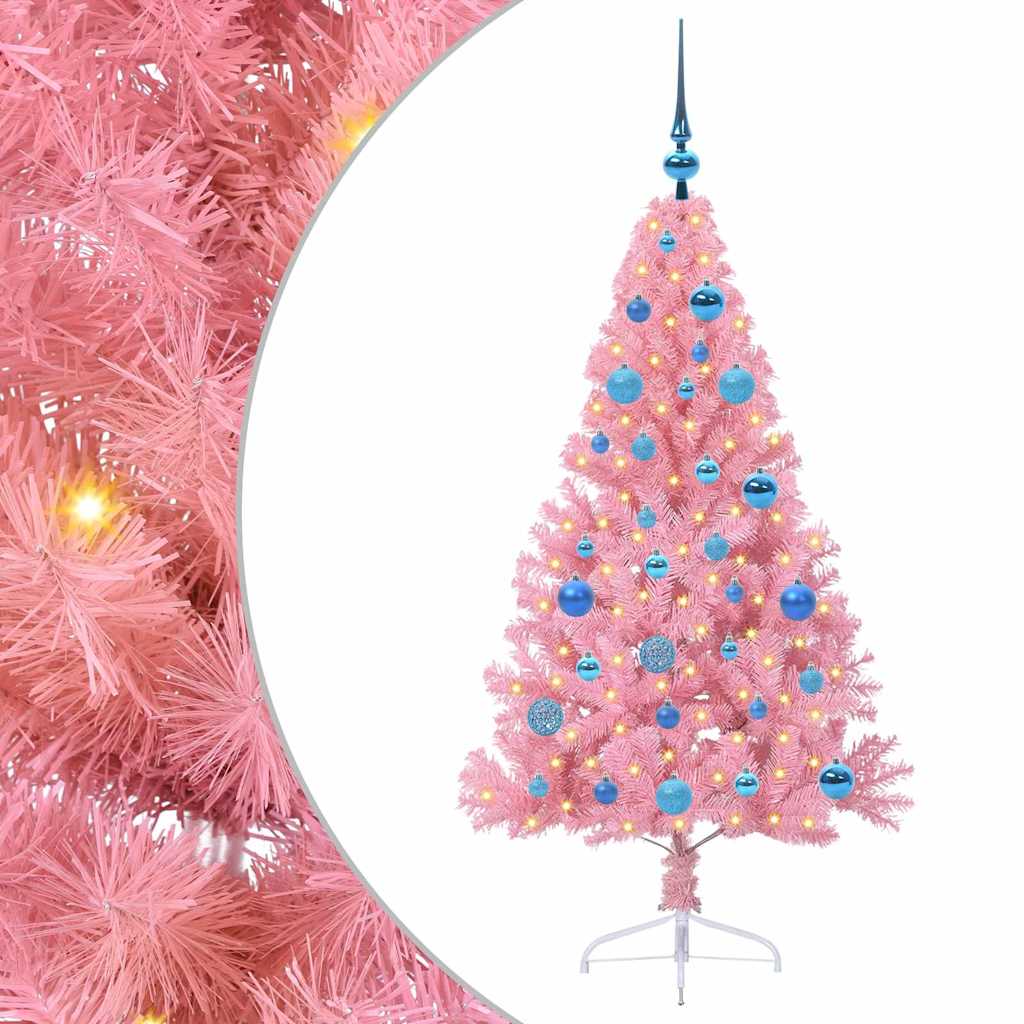 Kunstmatig Voorverlicht Kerstboom met 150 LED Roze 150 cm PVC