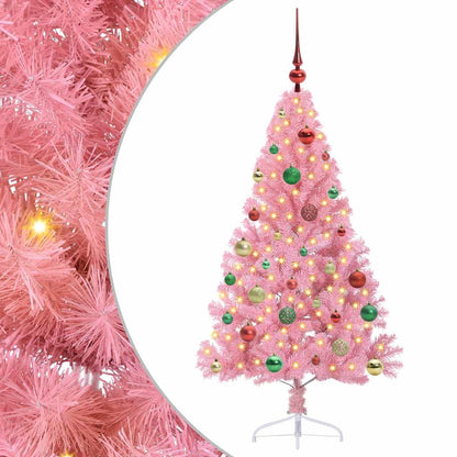 Kunstmatig Voorverlicht Kerstboom met 150 LED Roze 150 cm PVC