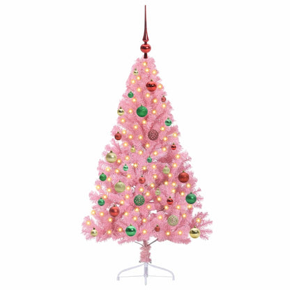 Kunstmatig Voorverlicht Kerstboom met 150 LED Roze 150 cm PVC