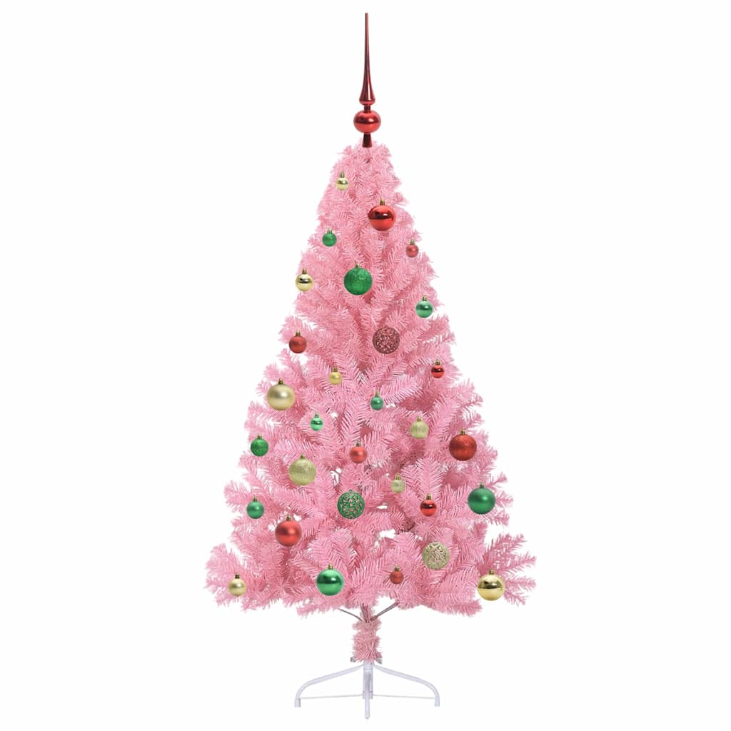 Kunstmatig Voorverlicht Kerstboom met 150 LED Roze 150 cm PVC