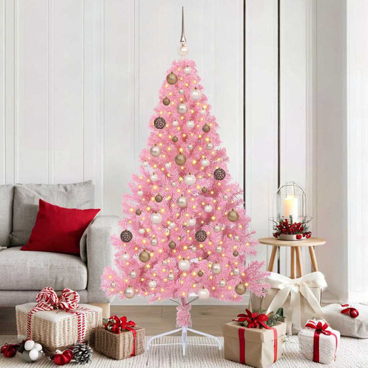 Kunstmatig Voorverlicht Kerstboom met 300 LED Roze 180 cm PVC