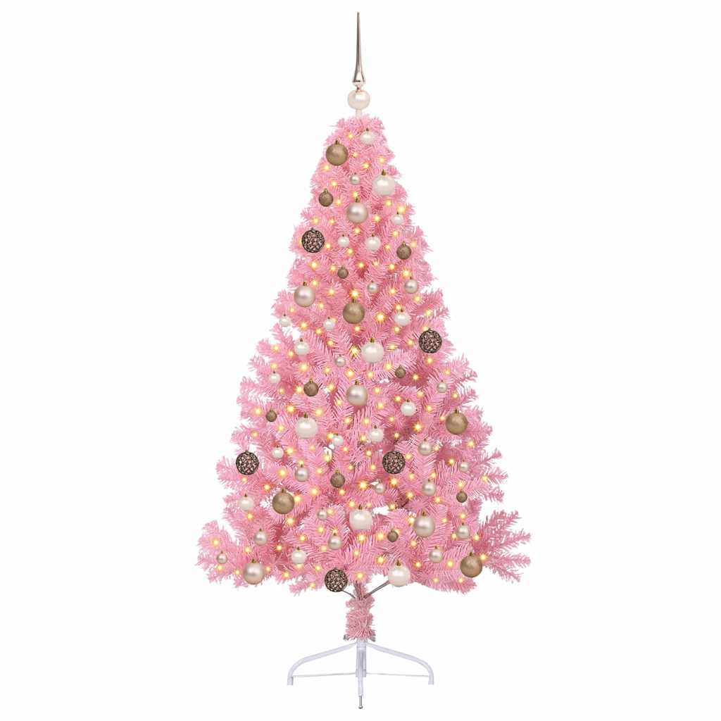 Kunstmatig Voorverlicht Kerstboom met 300 LED Roze 180 cm PVC