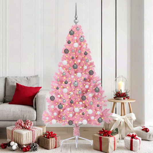 Kunstmatig Voorverlicht Kerstboom met 300 LED Roze 180 cm PVC