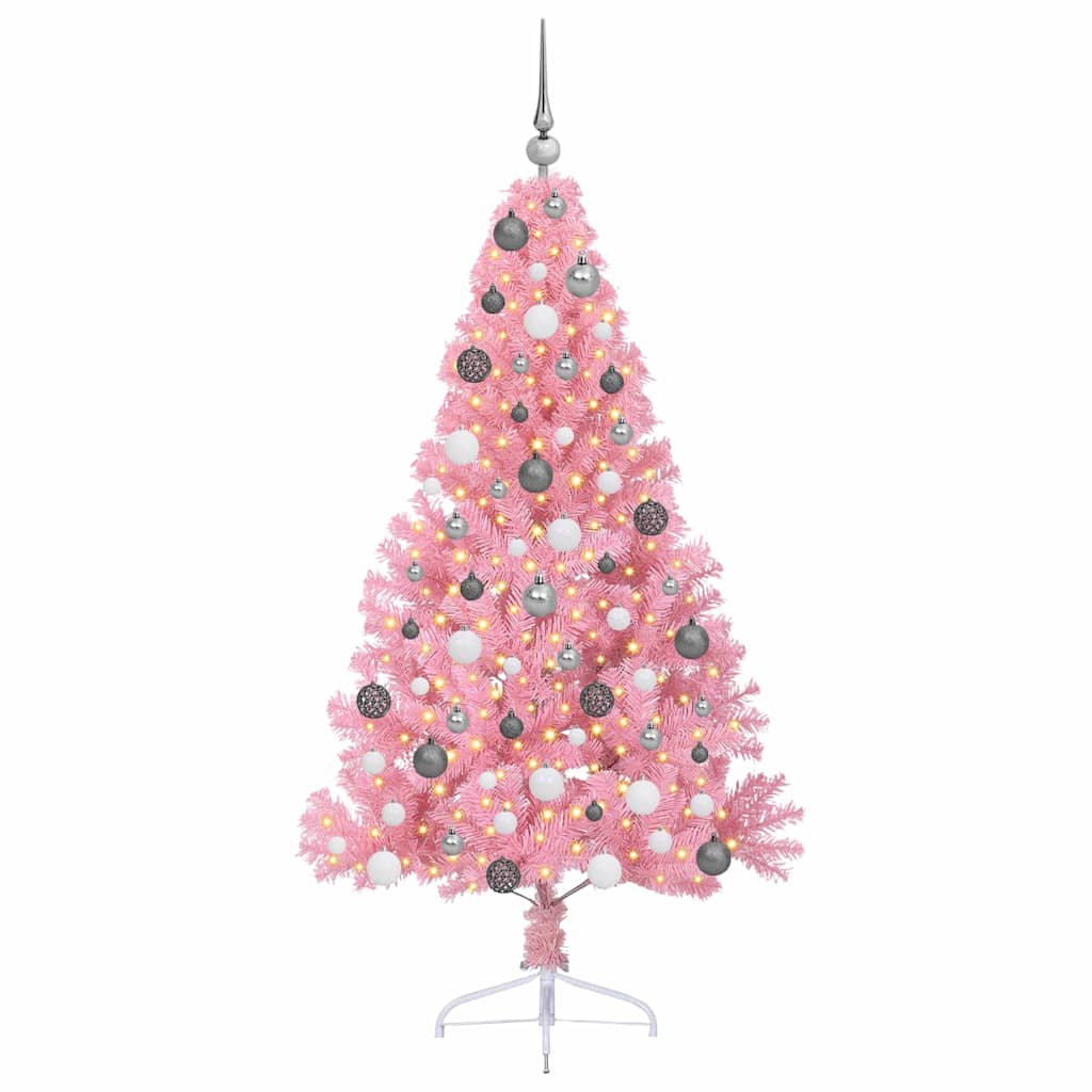 Kunstmatig Voorverlicht Kerstboom met 300 LED Roze 180 cm PVC
