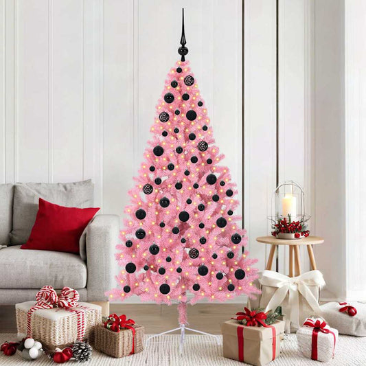 Kunstmatig Voorverlicht Kerstboom met 300 LED Roze 180 cm PVC