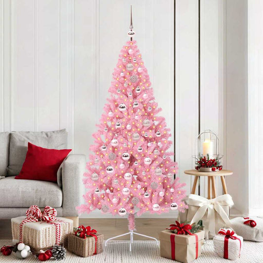 Kunstmatig Voorverlicht Kerstboom met 300 LED Roze 180 cm PVC