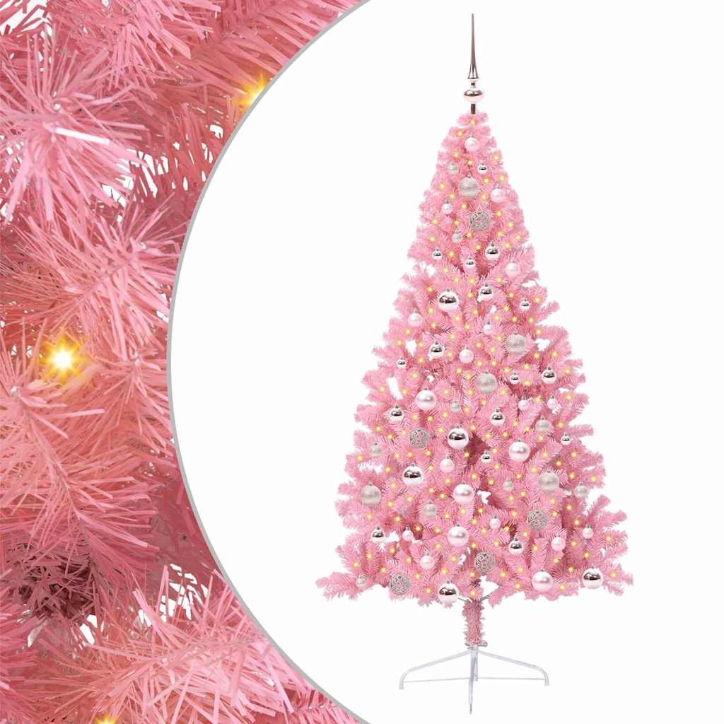 Kunstmatig Voorverlicht Kerstboom met 300 LED Roze 180 cm PVC