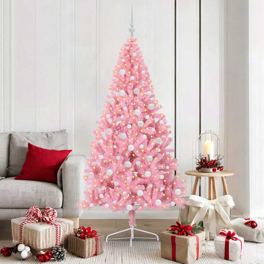 Kunstmatig Voorverlicht Kerstboom met 300 LED Roze 180 cm PVC