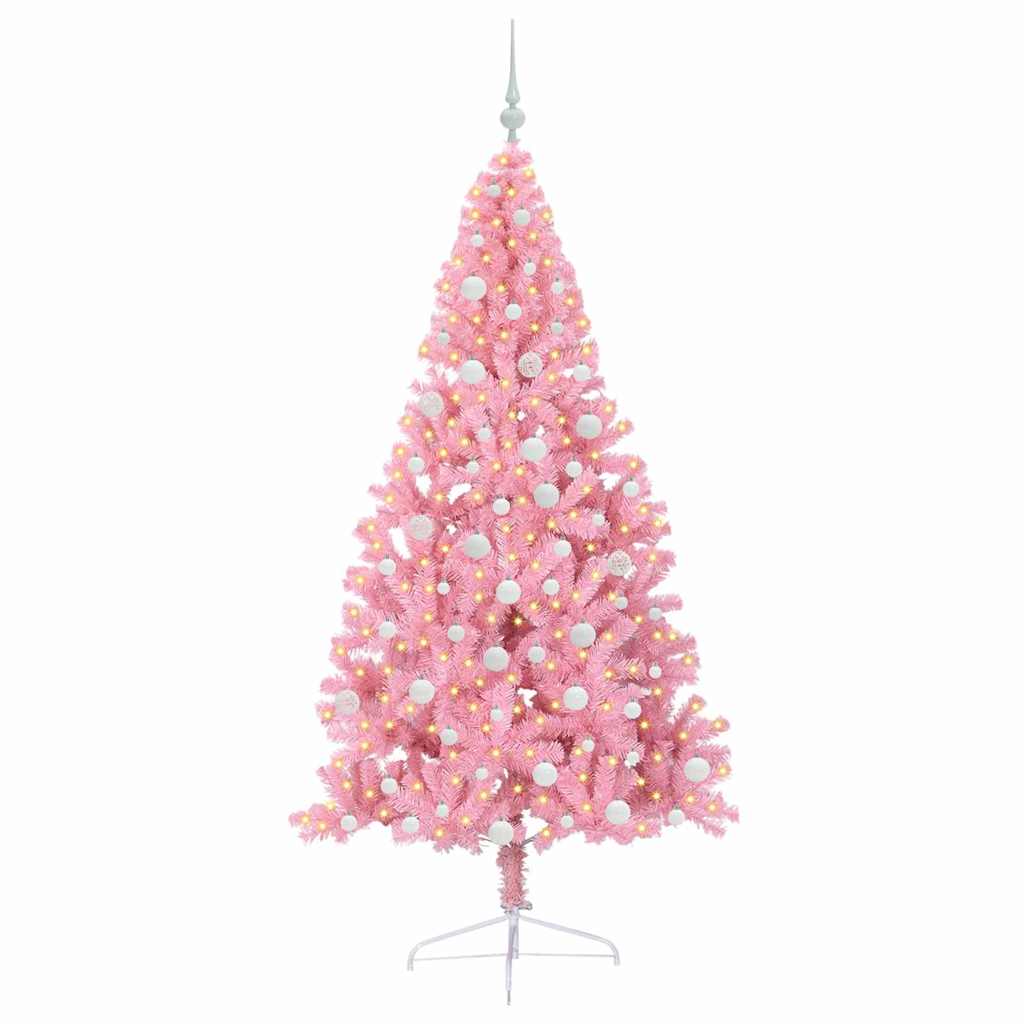 Kunstmatig Voorverlicht Kerstboom met 300 LED Roze 180 cm PVC