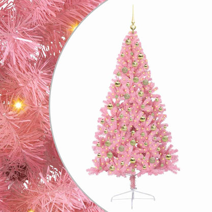Kunstmatig Voorverlicht Kerstboom met 300 LED Roze 180 cm PVC