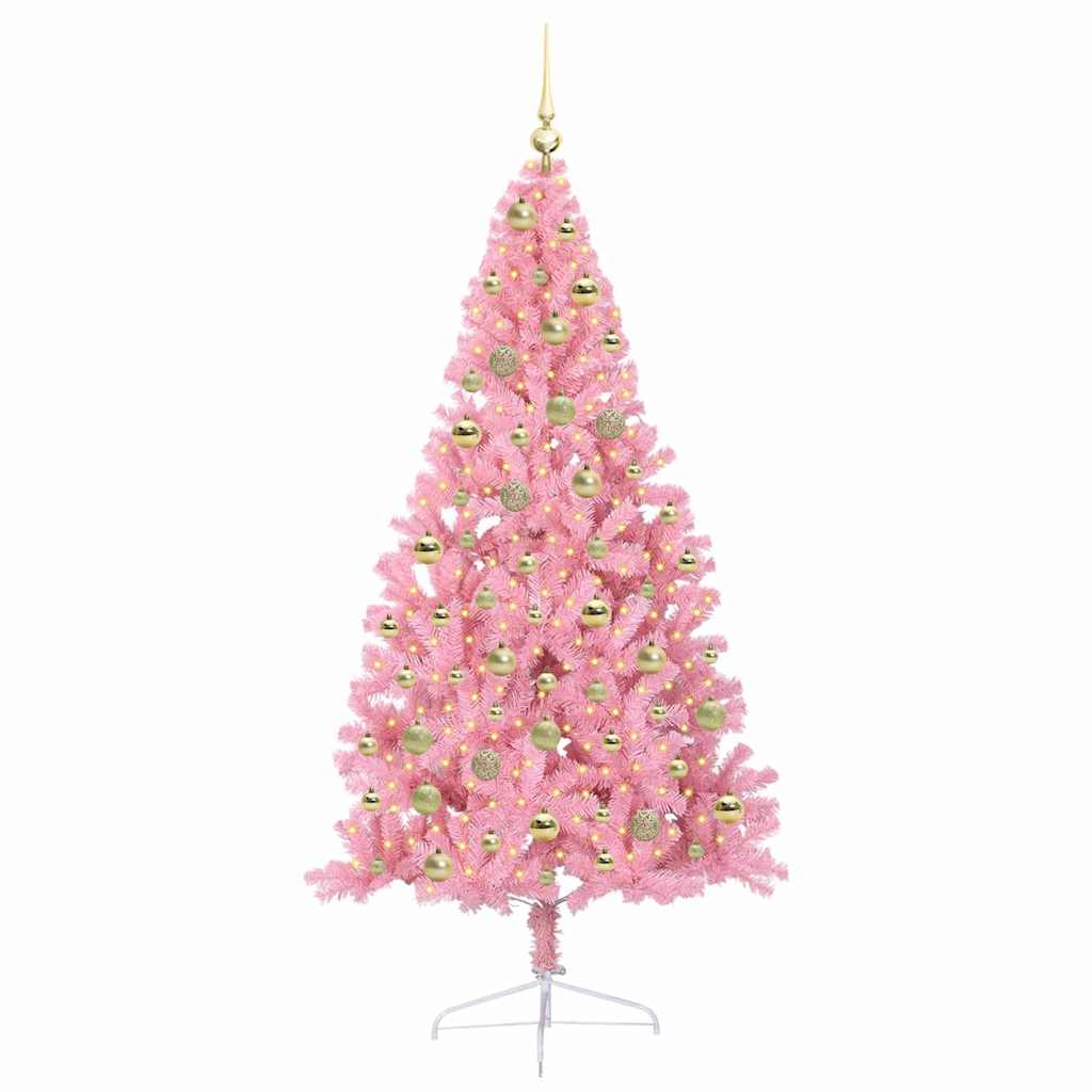 Kunstmatig Voorverlicht Kerstboom met 300 LED Roze 180 cm PVC