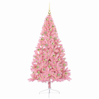 Kunstmatig Voorverlicht Kerstboom met 300 LED Roze 180 cm PVC