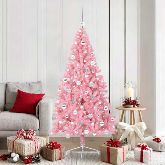 Kunstmatig Voorverlicht Kerstboom met 300 LED Roze 180 cm PVC