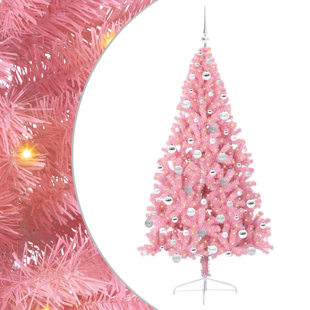 Kunstmatig Voorverlicht Kerstboom met 300 LED Roze 180 cm PVC