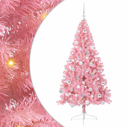 Kunstmatig Voorverlicht Kerstboom met 300 LED Roze 180 cm PVC