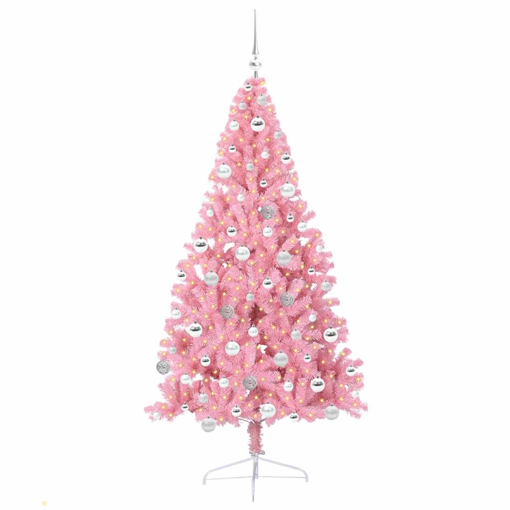 Kunstmatig Voorverlicht Kerstboom met 300 LED Roze 180 cm PVC