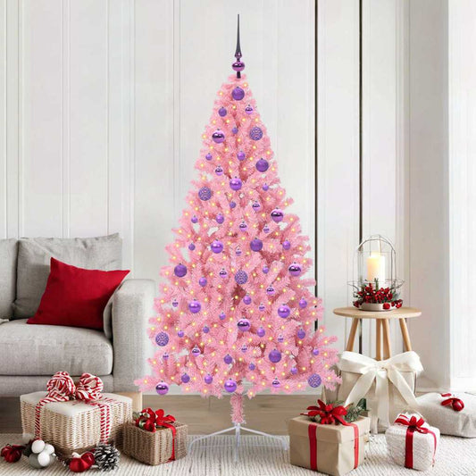 Kunstmatig Voorverlicht Kerstboom met 300 LED Roze 180 cm PVC