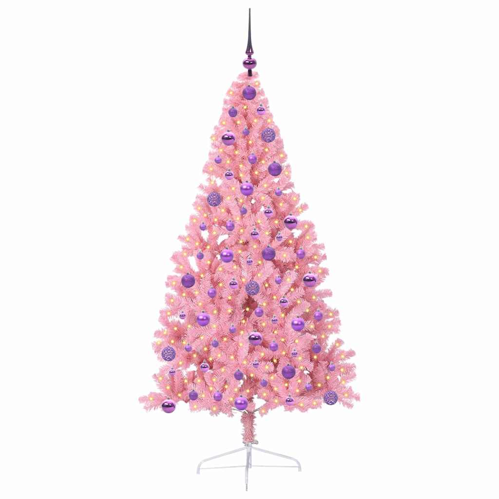 Kunstmatig Voorverlicht Kerstboom met 300 LED Roze 180 cm PVC