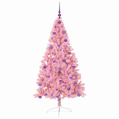 Kunstmatig Voorverlicht Kerstboom met 300 LED Roze 180 cm PVC