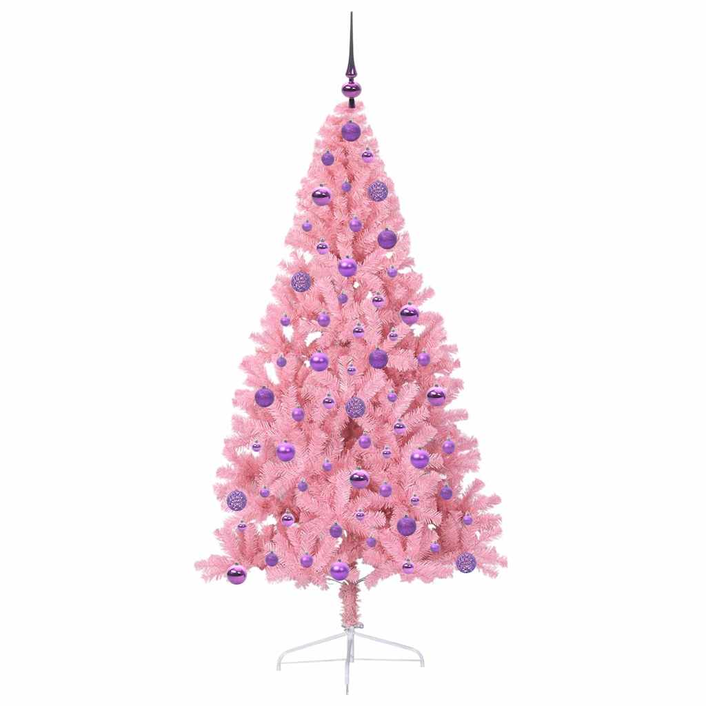 Kunstmatig Voorverlicht Kerstboom met 300 LED Roze 180 cm PVC