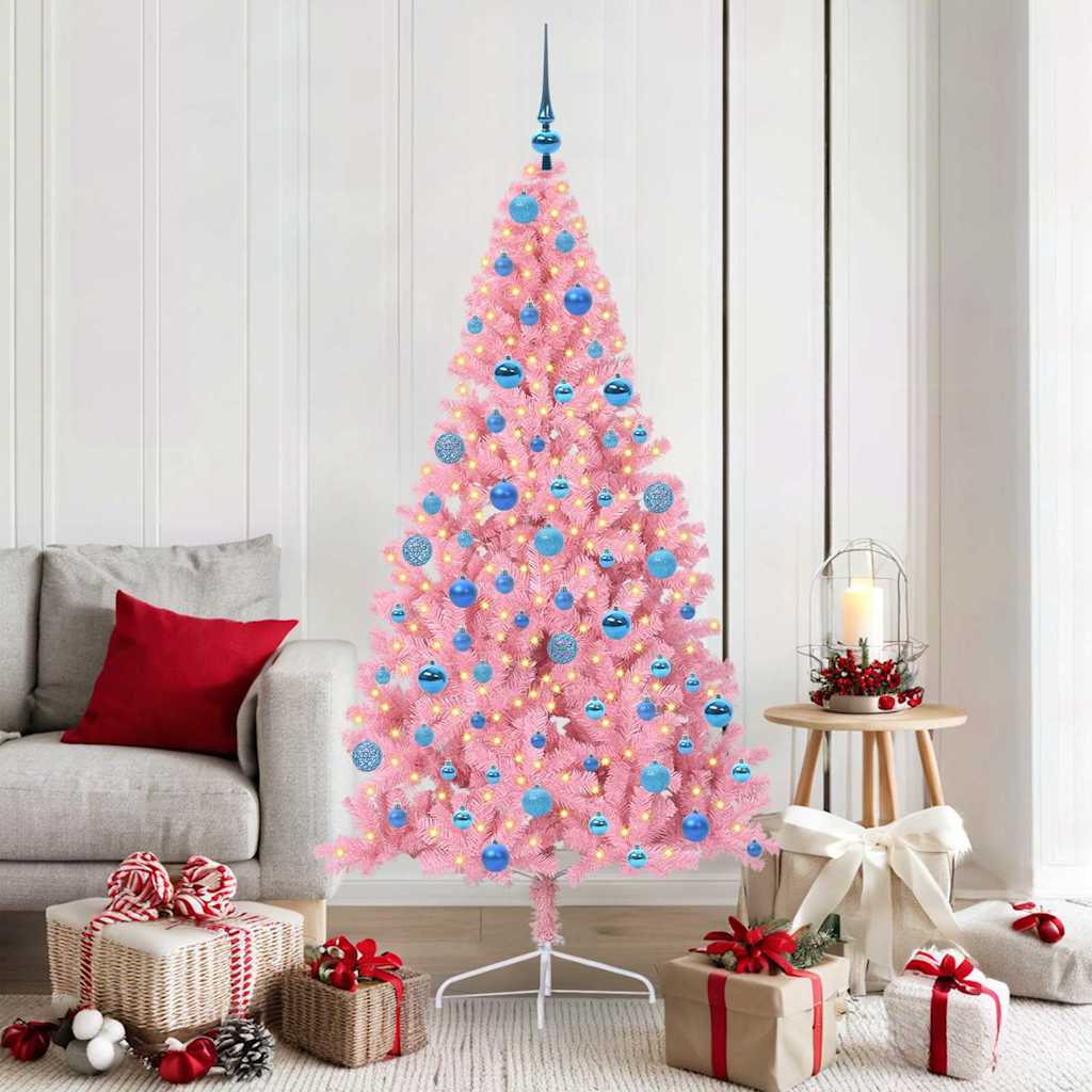 Kunstmatig Voorverlicht Kerstboom met 300 LED Roze 180 cm PVC