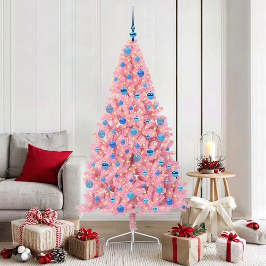 Kunstmatig Voorverlicht Kerstboom met 300 LED Roze 180 cm PVC
