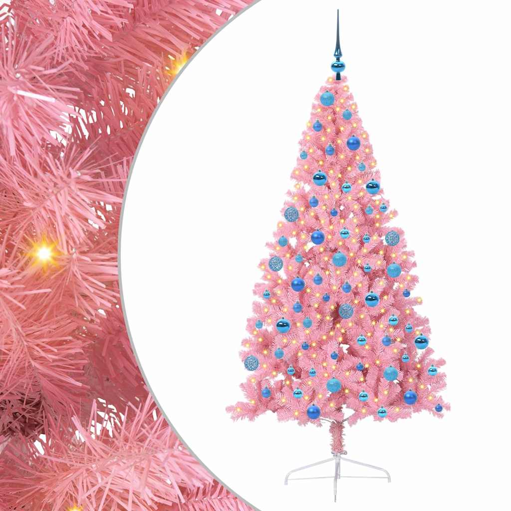 Kunstmatig Voorverlicht Kerstboom met 300 LED Roze 180 cm PVC