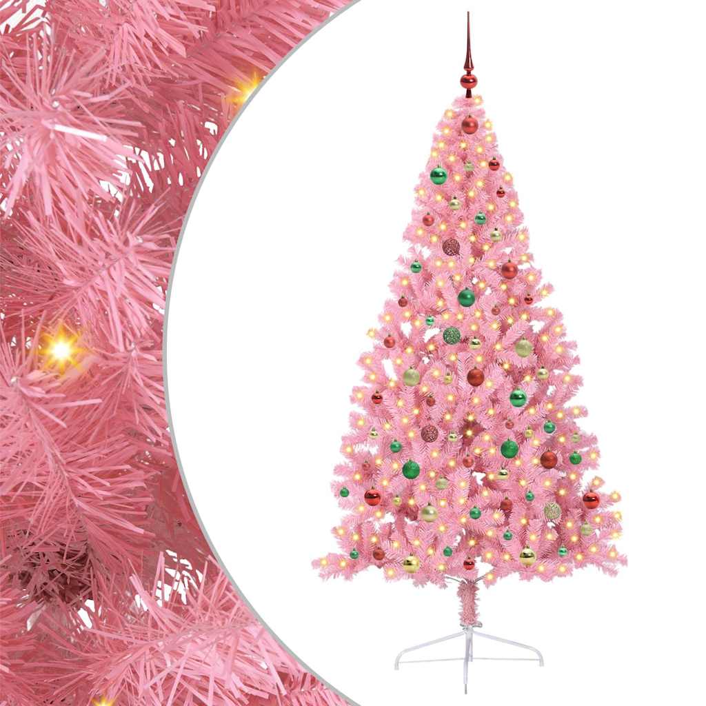 Kunstmatig Voorverlicht Kerstboom met 300 LED Roze 180 cm PVC