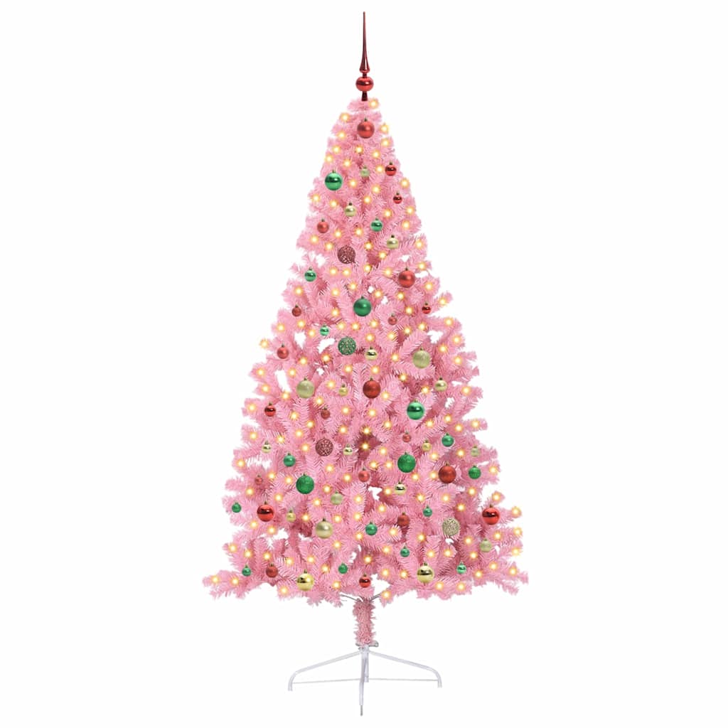 Kunstmatig Voorverlicht Kerstboom met 300 LED Roze 180 cm PVC