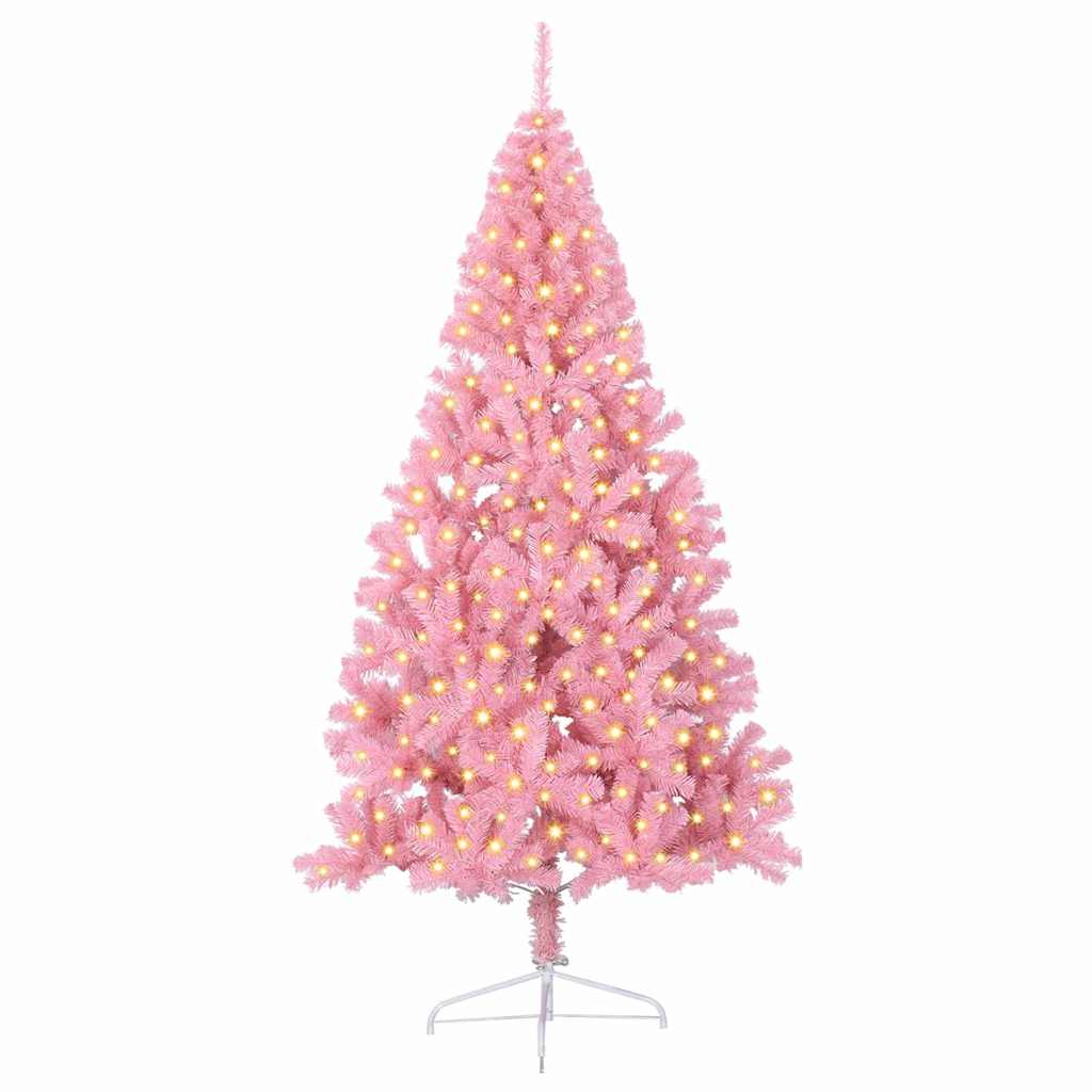Kunstmatig Voorverlicht Kerstboom met 300 LED Roze 240 cm PVC