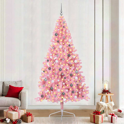Kunstmatig Voorverlicht Kerstboom met 300 LED Roze 240 cm PVC