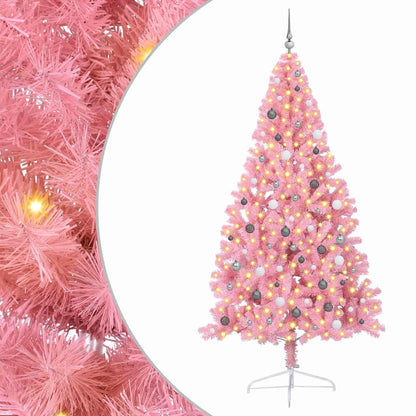 Kunstmatig Voorverlicht Kerstboom met 300 LED Roze 240 cm PVC